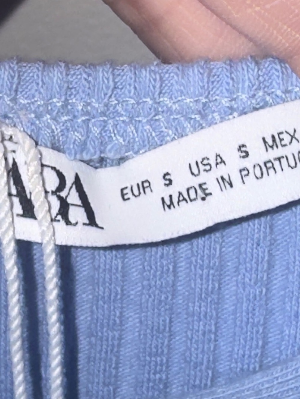 Zara Sky Blue Ribbed One-Shoulder Cross-Neck Bodycon Dress Small - Picture 7 of 7